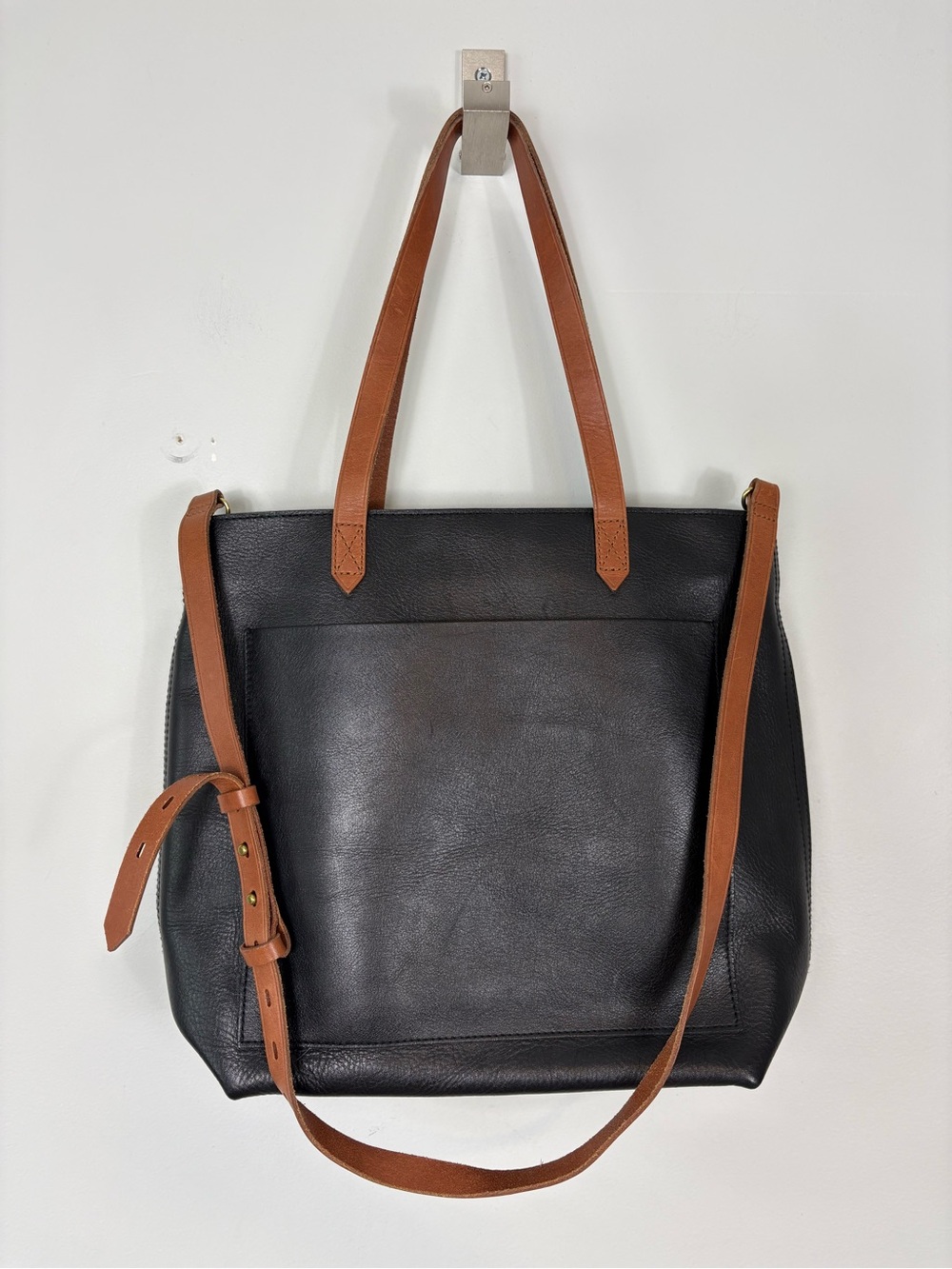Madewell‎ Womens Zip Top Medium Transport Tote Black Brown AE189